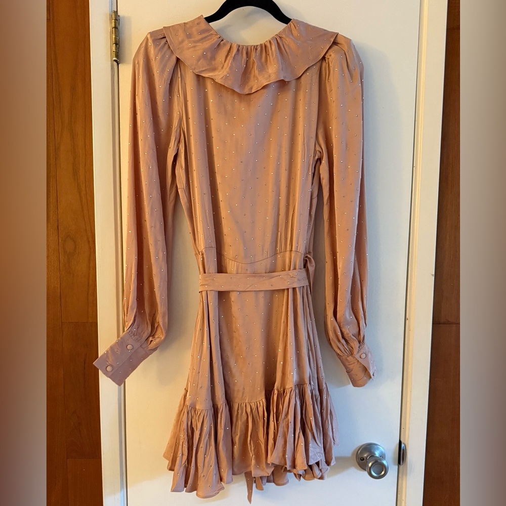 Selkie The Wrap Dress Pink in Sparkle Latte - Picture 4 of 10